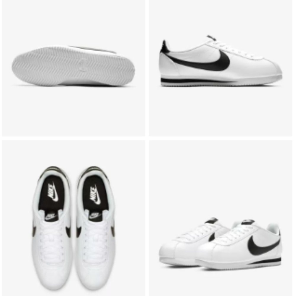 Nike Cortez White W/Black Swoosh